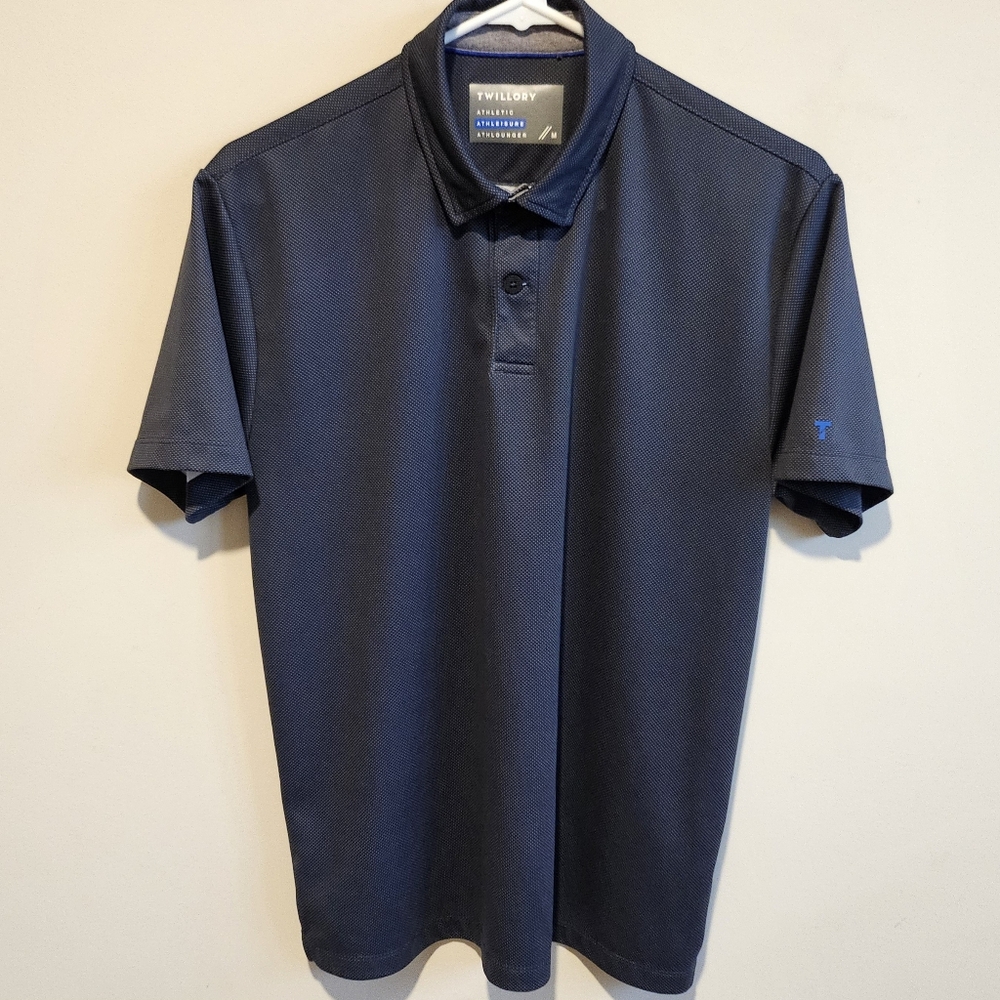Twillory Athleisure Polo Shirt - Navy Blue Polka Dot - Size Small